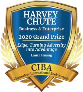 Blue and Gold Grand Prize Winner Badge for Havey Chute Awards for Edge: Turning Adversity into Advantage by Laura Huang