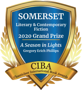 Blue and Gold Grand Prize 2020 Somerset Winner Badge for A Season in LIghts by Gregory Erich Phillips