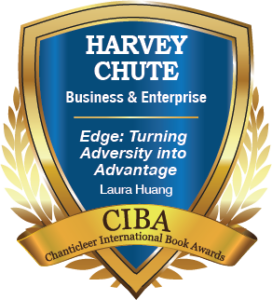 Blue and Gold Badge for the 2020 Harvey Chute Grand Prize for Business & Enterprise Edge: Turning Adversity into Advantage by Laura Huang