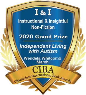 A blue and gold badge for the 2020 Grand Prize Winner for I & I Instructional and Insight Living Independently with Autism by Wendela Marsh