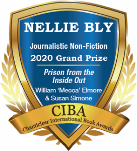 Blue and Gold Badge for the Nellie Bly Grand Prize Prison from the Inside Out by William 'Mecca' Elmore & Susan Simone
