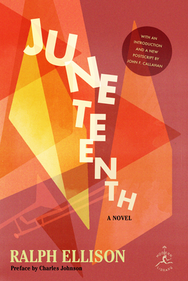 The yellow and orange cover of Juneteenth with a trumpet in the background