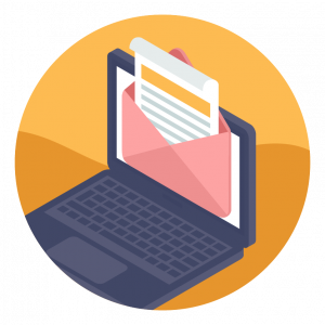 A newsletter coming out of a computer as a personal letter