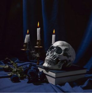 A Spooky Skull on Books