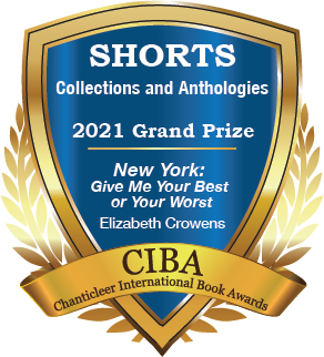 Blue and Gold Grand Prize badge for the Shorts Awards recognizing New York: Give Me your Best or Your Worst by Elizabeth Crowens
