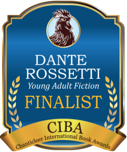 Blue and Gold Badge for the Dante Rossetti Finalists for Young Adult Fiction