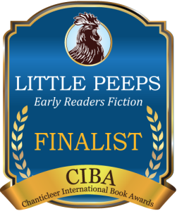 Blue and Gold badge for the finalists of the Little Peeps awards for early readers