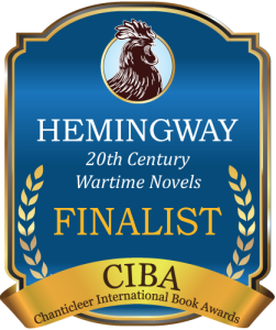 Blue and Gold badge for finalists of the Hemingway award