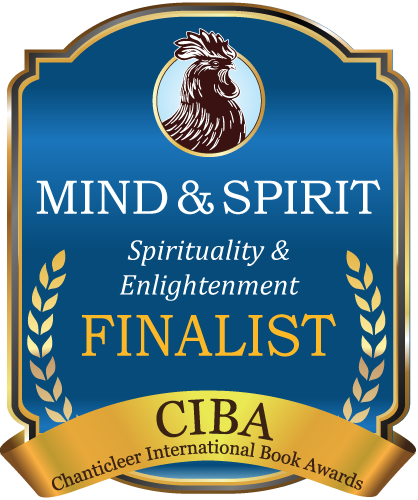 blue and gold badge for the mind and spirit finalists