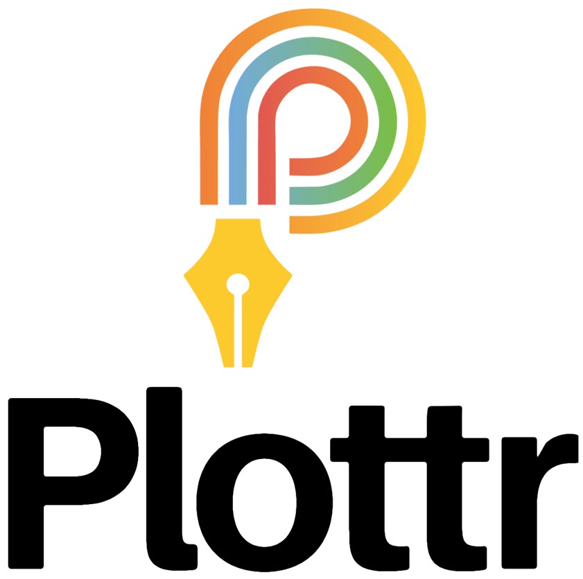 A multi-colored pen shaped like a P for Plottr