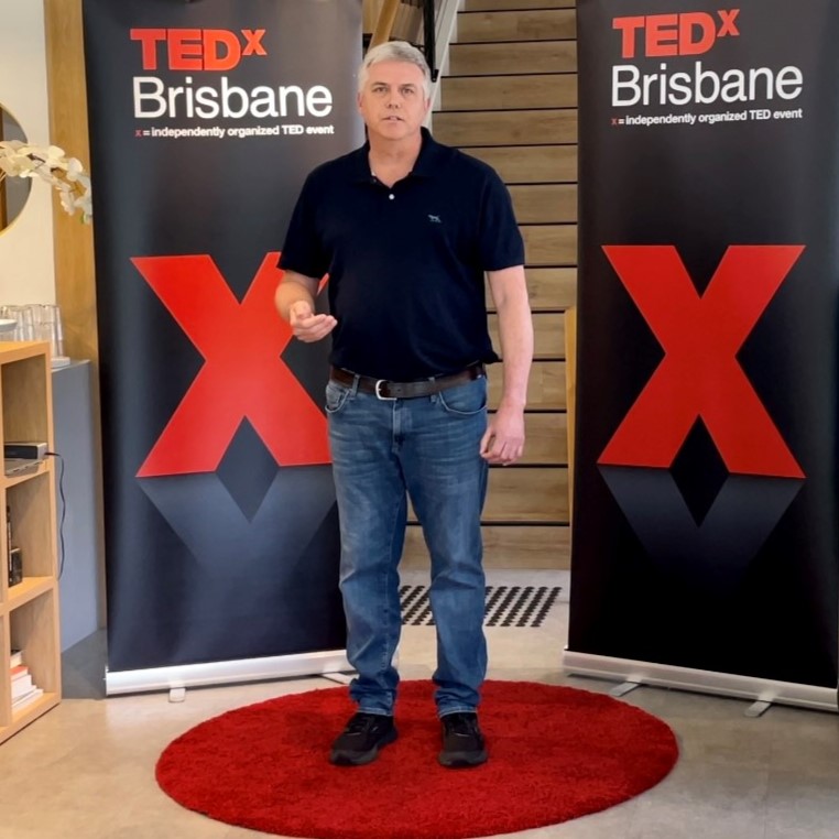 Mark Berridge getting ready to present at TEDx