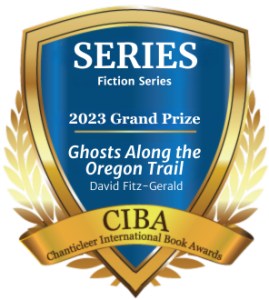 Blue and Gold Badge recognizing Ghosts Along the Oregon Trail by David Fitz-Gerald for winning the 2023 Series Grand Prize