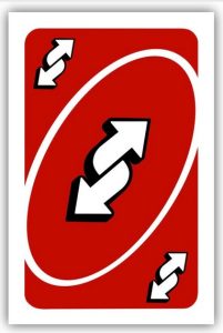 A Red Uno Reverse Card