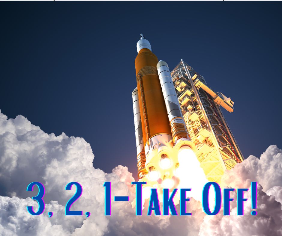 Rocket, take off, lift off, 3, 2, 1, clouds, sky, fire, boosters