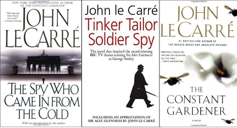 John Lecarre, The Spy Who Came In From the Cold, Tinker, Tailor, Soldier Spy, The Constant Gardner, Black, White, Red, Man, umbrella, bees, flowers, bridge