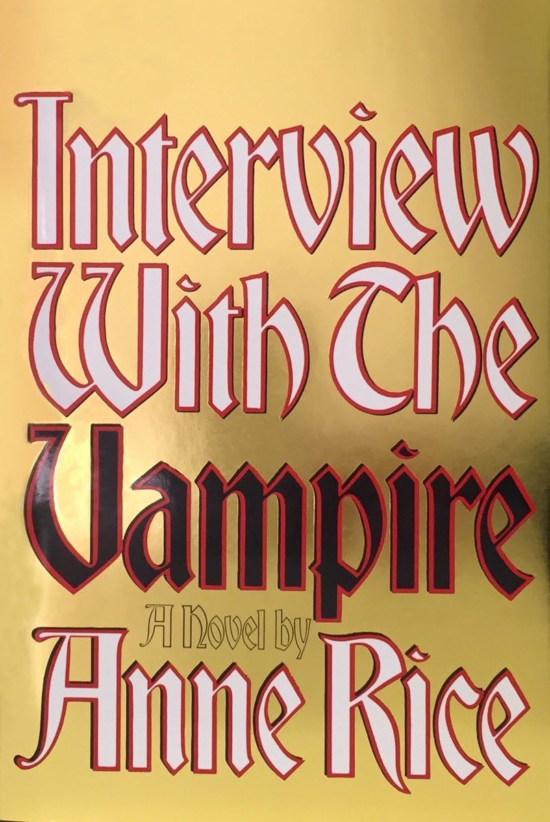 book cover, gold, red, black, white, shiny, anne rice 