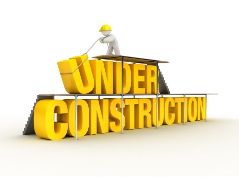 Under, construction, man, stairs, yellow