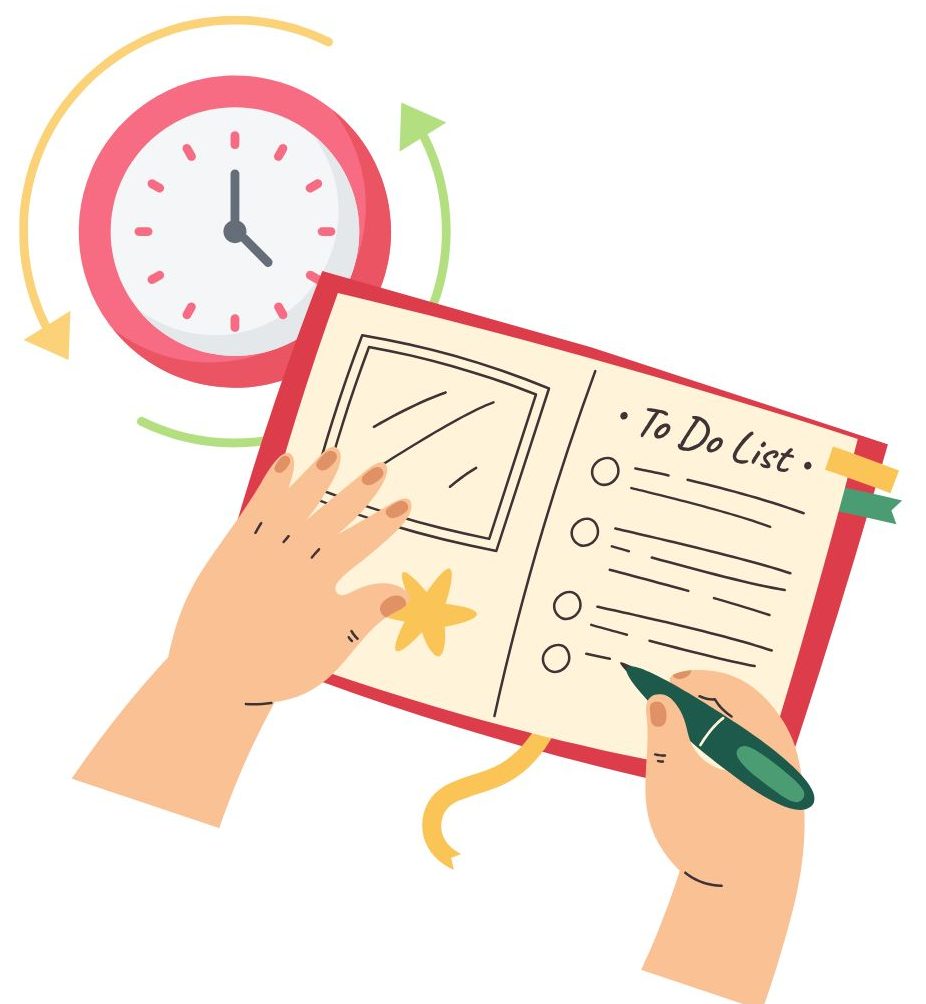 routine, clock, checklist