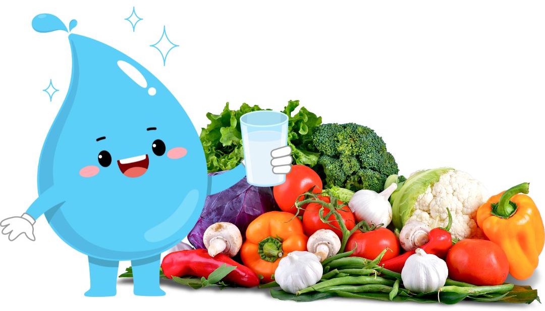 water, glass, vegetables