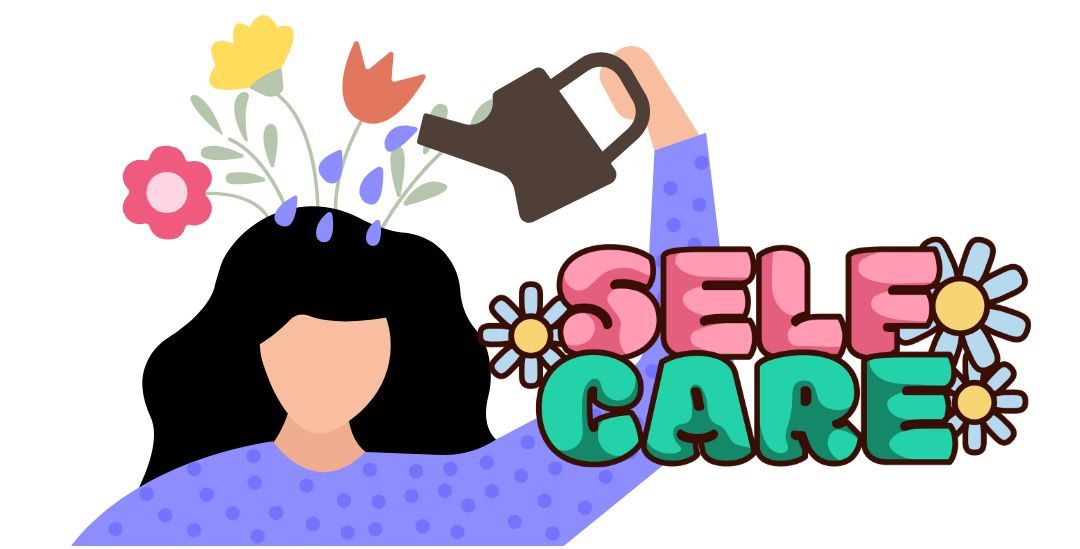 self care, woman, flowers, watering can
