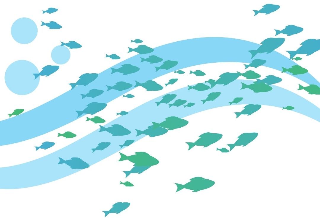 blue, green, wave, fish