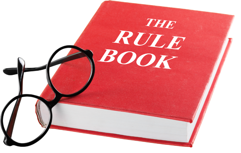 Red book, glasses, the rule book