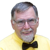 Charlie Robinson, black, bow tie, yellow, glasses, beard, grey