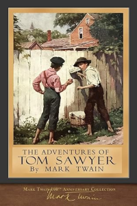 Tom Sawyer, Mark Twain, boys, tree, painting, fence