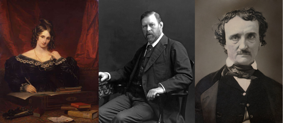 Mary Shelley, Bram Stoker, Edgar Allan Poe, old photographs, authors