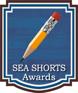 The CIBA Badge for the SEA Shorts Awards has a small pencil on a blue background