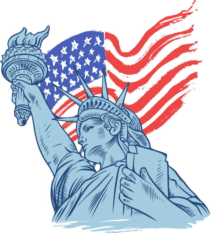 flag, statue of liberty