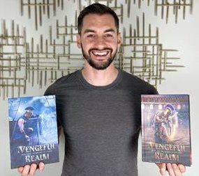 Tim Facciola, Books, wall decor, grey shirt, beard