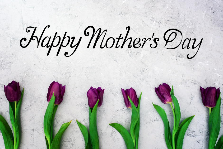 Happy Mother's Day, tulip, purple, green