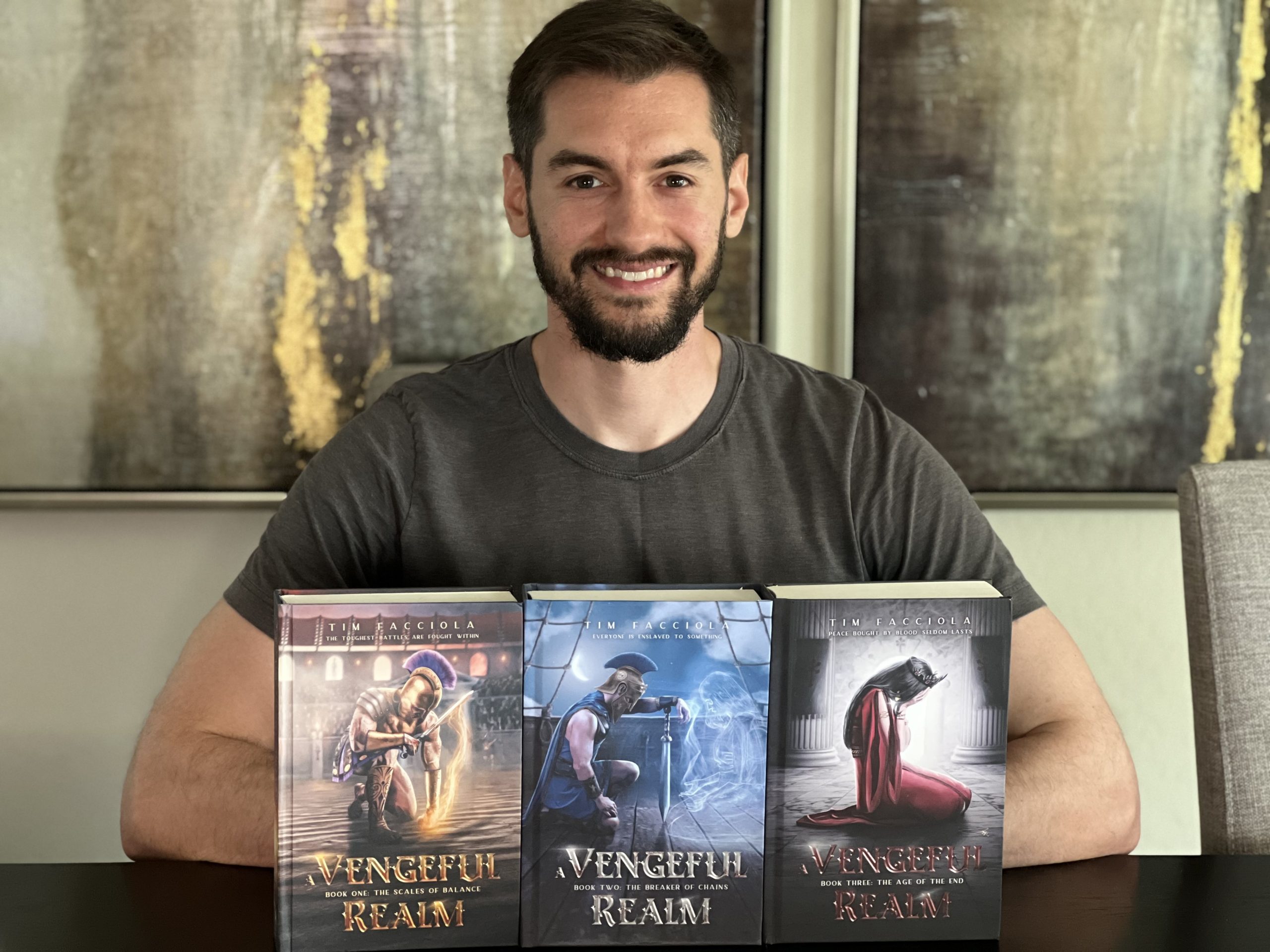 Tim Facciola, A Vengeful Realm, books, smiling, beard