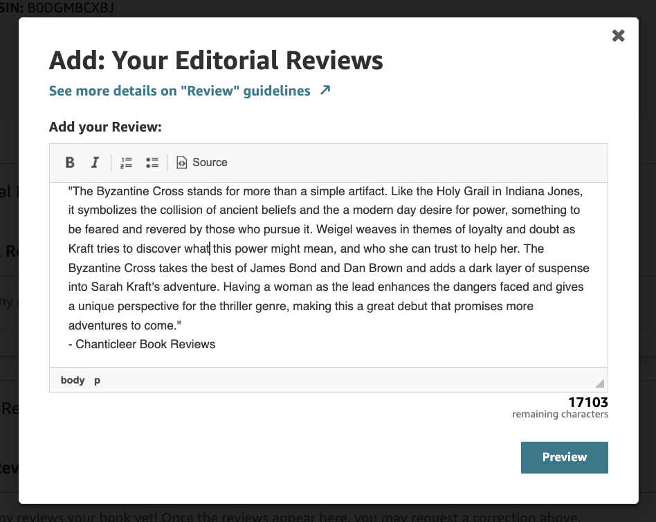 Amazon Author Central screenshot