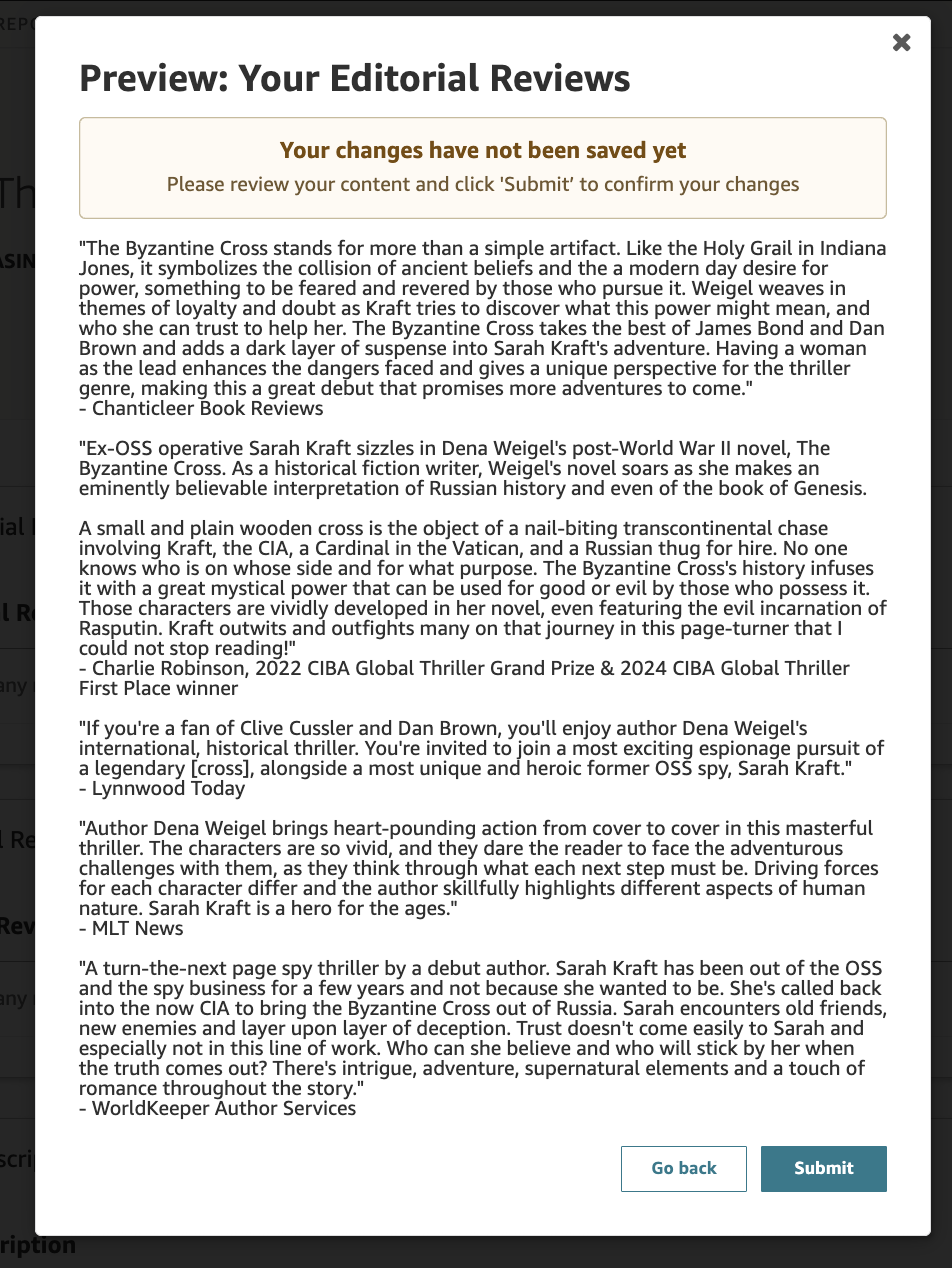 Amazon Author Central screenshot