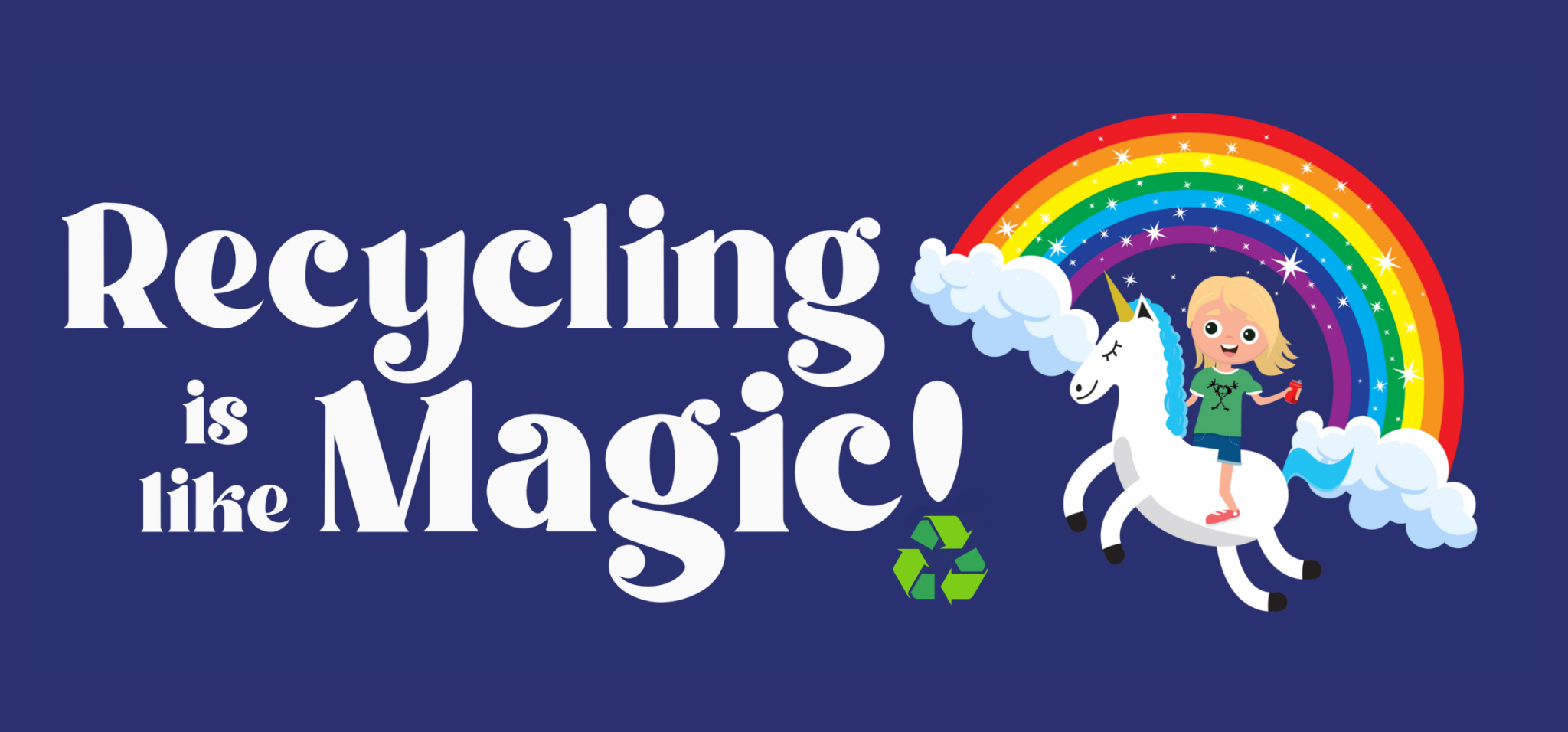 Unicorn, rainbow, recycling., icon