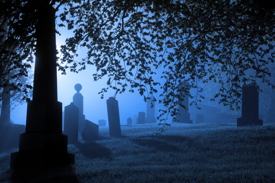 A graveyard as an example of the gothic horror genre