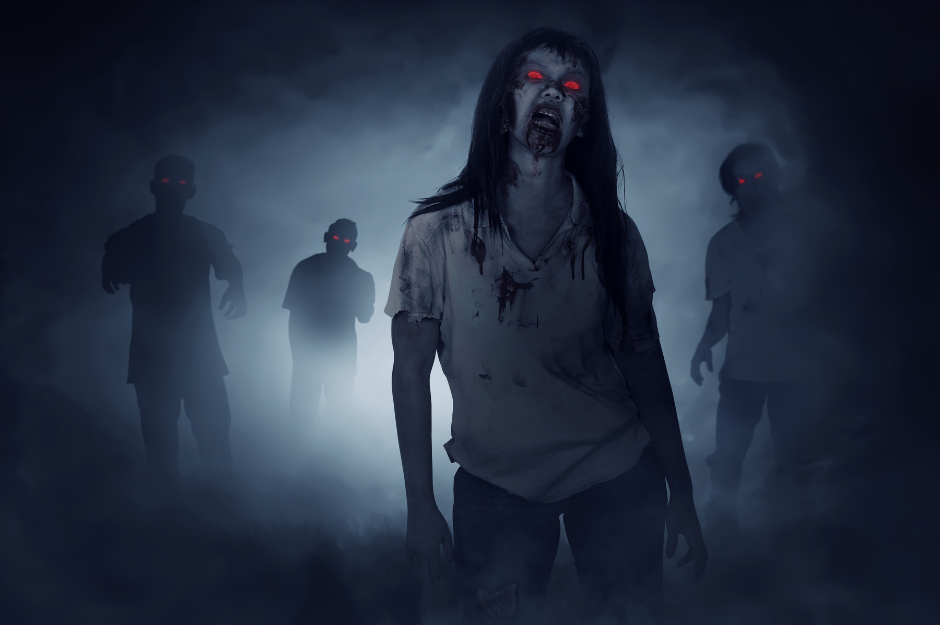 A frightening zombie that's honestly a little too scary for the horror comedy genre. 