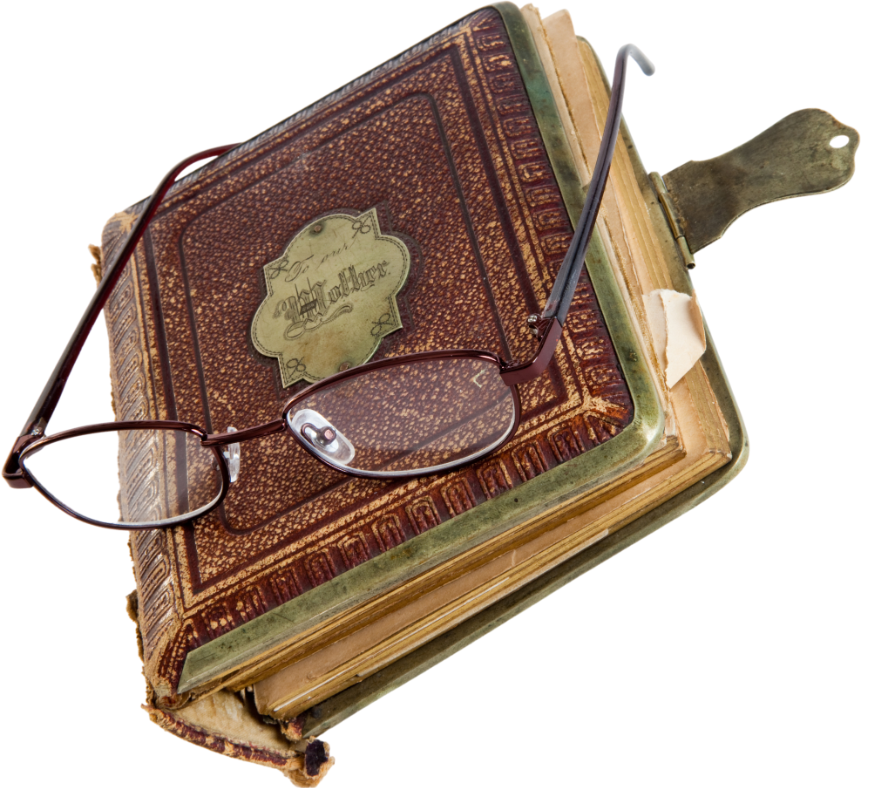 book, glasses, old, buckles