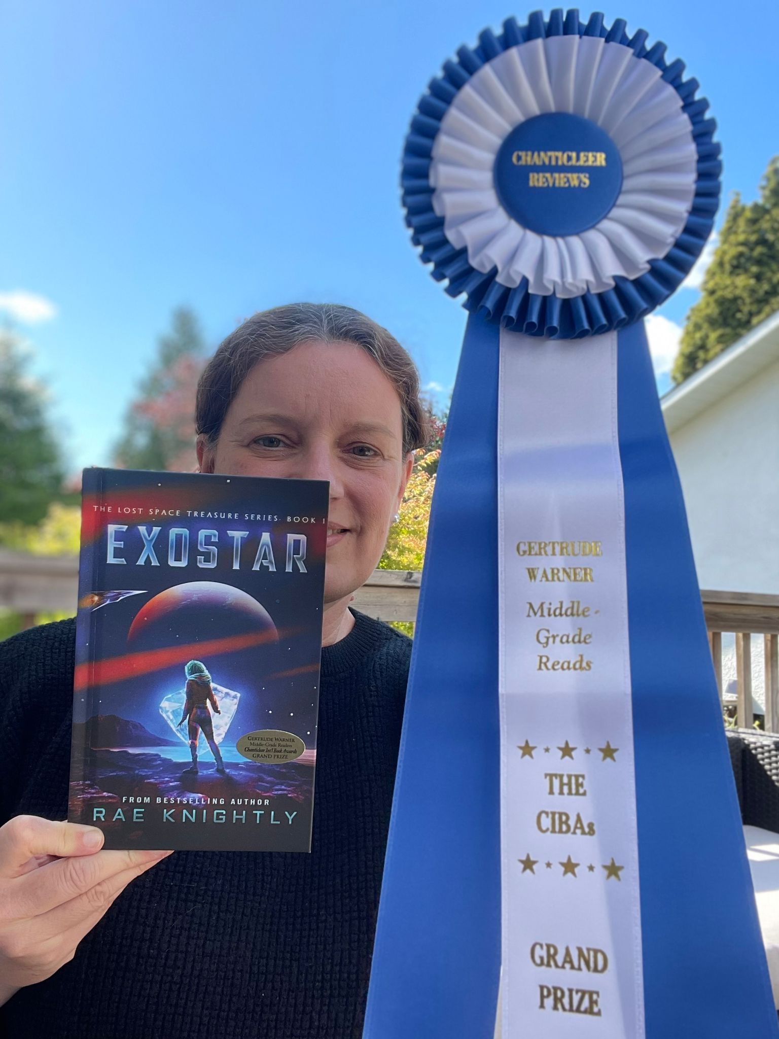 Rae Knightly, CIBA winner, ribbon, exostar, book