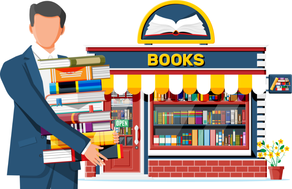 books, man, bookstore