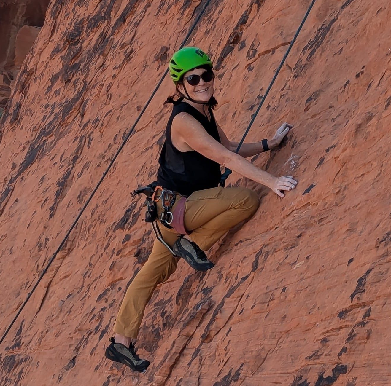 rock climbing, woman, green, helmet