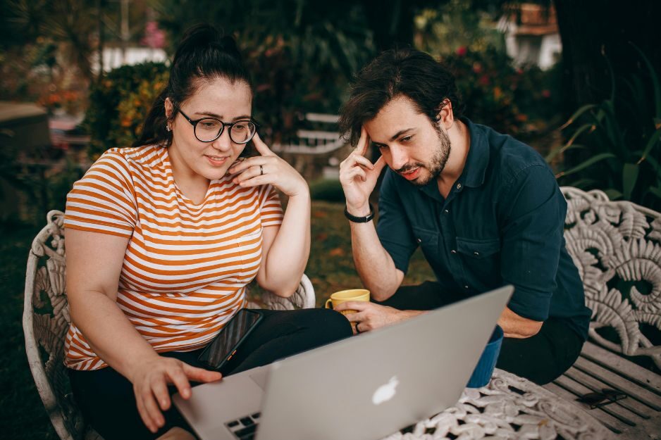 people, man, woman, computer