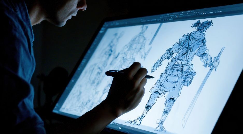 Illustration, hand, light board, man