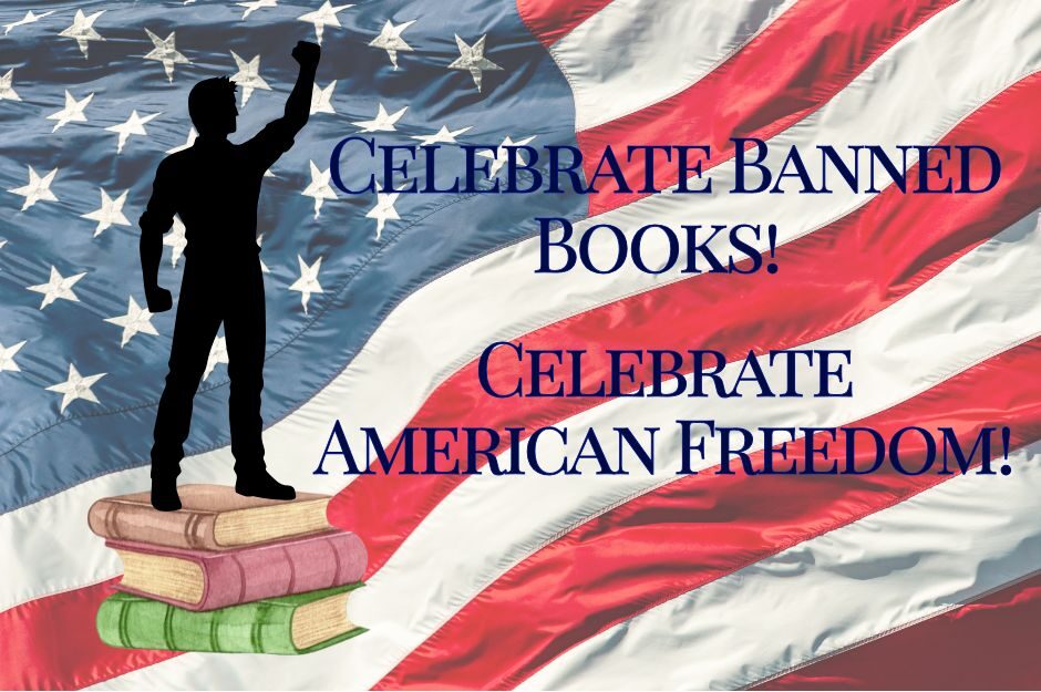 American flag, silhouette, books