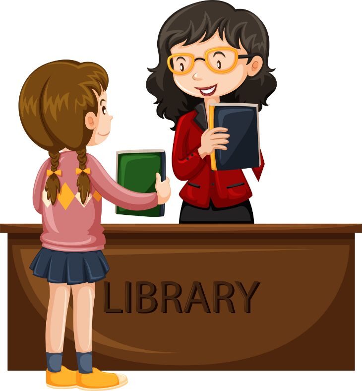 library, woman, books, girl